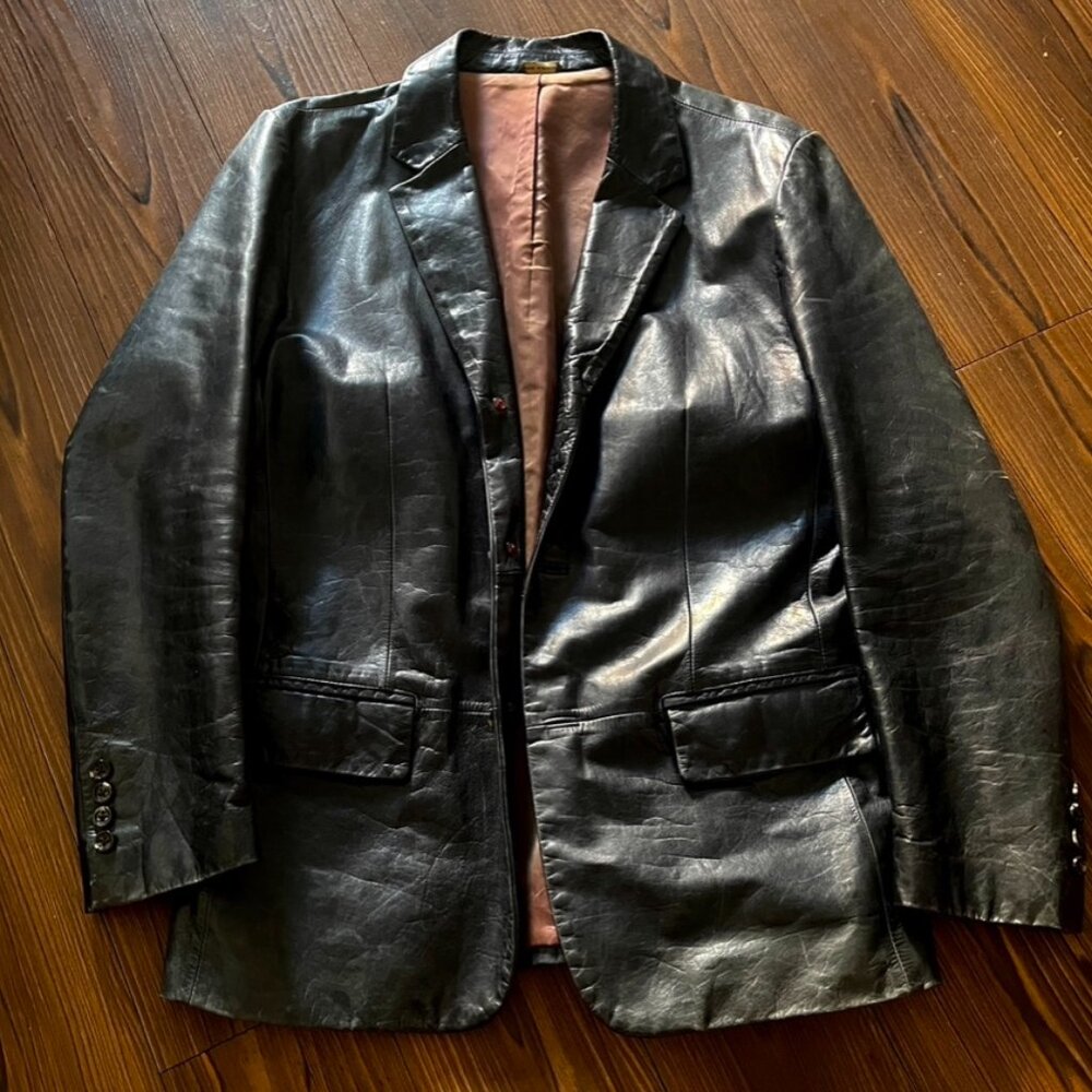 Banana Republic Black Leather Blazer Jacket